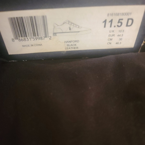 Polo by Ralph Lauren Hanford Trainers Shoes | Leather | Black/White | Size 11.5 - Picture 11 of 12